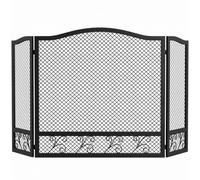 HOMCOM Salvachispas para Chimenea Plegable de 3 Paneles, 107x60 cm, Negro