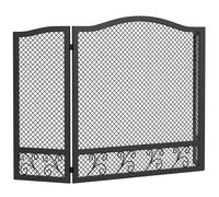 HOMCOM Salvachispas para Chimenea Plegable de 3 Paneles con Diseño Floral 107x60 cm Negro Aosom España