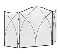 HOMCOM Salvachispas Plegable de Chimenea 3 Paneles 108x24x76 cm Negro | Pantalla Protectora de Chimenea, con Bisagras, Estructura de Metal Decorativa