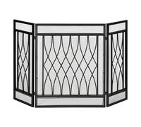 HOMCOM Salvachispas Plegable Pantalla Protectora de Chimenea 3 Paneles con Bisagras y Estructura de Metal Decorativa 126x3x80 cm Negro Aosom España