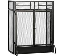 HOMCOM Salvachispas Plegable Pantalla Protectora de Chimenea de 3 Paneles con Doble Puerta y Pies 120x11,5x79 cm Estructura Metal Negro Aosom España