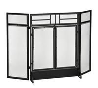 HOMCOM Salvachispas Plegable Pantalla Protectora de Chimenea de 3 Paneles con Doble Puerta y Pies 120x11,5x79 cm Estructura Metal Negro Aosom España
