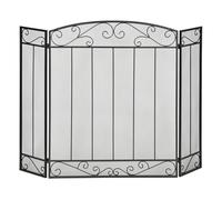 HOMCOM Salvachispas Plegable para Chimenea Pantalla Triple Protector para Estufas 3 Paneles con Bisagras 105x80,5 cm Metal y Alambre Aosom España