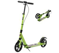 HOMCOM Scooter para adultos adolescentes plegable de aluminio ajustable en juguete para niños de 14 años con rueda trasera y freno de mano, sistema de mitigación de choque - verde 95.5-110.5 H CM