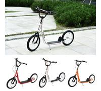 HOMCOM Scooter para Niños +5 Años Ruedas Inflables Manillar Ajustable Naranja Orange