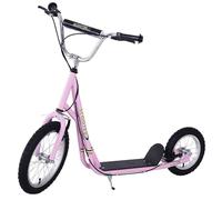 HomCom Scooter Patinete con 2 Ruedas Frenos y Caballete Rosa