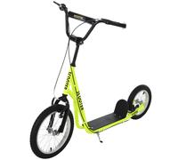 HOMCOM Scooter Patinete para Niños Mayores de 5 Años con 2 Neumáticos de Caucho Inflable con Doble Freno Manillar 135x58x88-94cm Amarillo