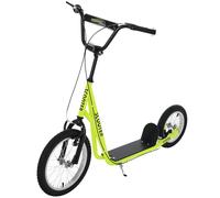 HOMCOM Scooter Patinete para Niños Mayores de 5 Años con 2 Neumáticos de Caucho Inflable con Doble Freno Manillar Ajustable en Altura Soporte 100 kg 135x58x88-94 cm Amarillo