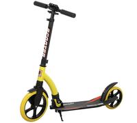 HOMCOM Scooter Plegable con Doble Amortiguación y Ruedas Grandes, Altura Ajustable Marco de Aluminio Scooter de Ruedas Grandes para 14+ Adolescentes Adultos - Amarillo