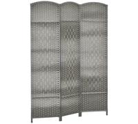 HOMCOM Separador de Ambientes Biombo Plegable Pantalla de Privacidad de Polipropileno Gris claro 135X1.7X180 cm