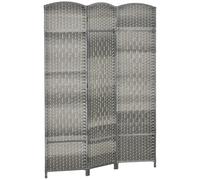HOMCOM Separador de Ambientes de 3 Paneles Biombo Plegable 135x180 cm Pantalla de Privacidad de Polipropileno Gris Mixto