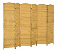 HOMCOM Separador de Ambientes de 6 Paneles Biombo Plegable 270x180 cm Pantalla de Privacidad de Polipropileno Natural