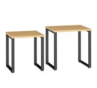 HOMCOM Set 2 mesas de centro con estructura metálica para salón Madera natural Aosom España