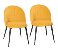 HOMCOM Set 2 Sillas de Comedor Acolchadas con Respaldo en Forma de Concha en Terciopelo, 52x55x79 cm, Amarillo Aosom España