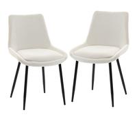 HOMCOM Set 2 Sillas de Comedor en Terciopelo para Cocina, Blanco Crema