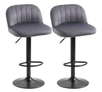 HOMCOM Set 2 Taburetes de Bar con Respaldo y Reposapiés, Giratorios con Altura Regulable, Gris Aosom España