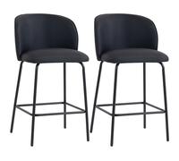 HOMCOM Set 2 Taburetes de Bar con Respaldo y Reposapiés, Tapizado en Tejido y Patas de Acero, Negro