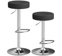 HOMCOM Set 2 Taburetes de Bar HOMCOM en Piel PU, Giratorios, Altura Regulable para Cocina, Negro