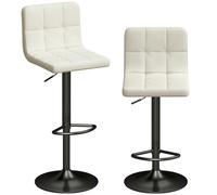 HOMCOM Set 2 Taburetes de Bar Regulables con Reposapiés, en Piel PU y Acero, 39.5x44x88-110 cm, Crema Aosom España