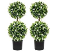 HOMCOM Set de 2 árboles Artificiales de Lavanda Grande 70 cm Planta Artificial, Plantas Artificiales de plástico en Maceta, Resistente a los Rayos UV Flores Artificiales con 2 Bolas para Sala de
