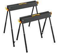 HOMCOM Set de 2 Caballetes para Sierra Plegables Altura Ajustable Negro