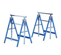 HOMCOM Set de 2 Caballetes Telescópicos Plegables con Altura Ajustable para Mesa y Trabajo Bricolaje Carga 200 kg 68x58x80-130 cm Azul Aosom España