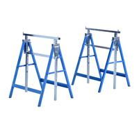 HOMCOM Set de 2 Caballetes Telescópicos Plegables 68x58x80-130 cm Azul | Altura Ajustable, Caballetes de Sierra de Acero, para Mesa y Trabajo de Bricolaje, Carga 200 kg