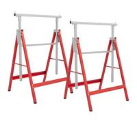 HOMCOM Set de 2 Caballetes Telescópicos Plegables con Altura Ajustable Caballetes de Sierra de Acero para Mesa y Trabajo de Bricolaje Carga 200 kg 68x58x80-130 cm Rojo