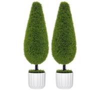 HOMCOM Set de 2 Ciprés Artificial Grande 90 cm, árbol Artificial con protección UV, Planta Artificial, Plantas Artificiales de plástico en Maceta, Planta Falsa como Real para salón Dormitorio