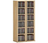 HOMCOM Set de 2 Estanterías para CDs y DVDs 21x22,5x88,5 cm Roble