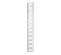 HOMCOM Set de 2 Estanterías para CDs y DVDs, Soportes para CD Estrechos con 12 Compartimentos, Estantes Ajustables, Estanterías para Salón, Oficina, 21x22,5x88,5 cm, Blanco