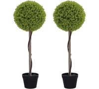 HOMCOM Set de 2 eucaliptos Artificiales, Planta de Interior de 90 cm, Planta Artificial en Maceta, Plantas Decorativas Grandes para casa, Oficina, Pasillo, jardín, Verde
