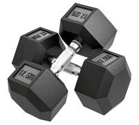 HOMCOM Set de 2 Mancuernas Hexagonales de 2x17,5 kg de Hierro Fundido Recubiertas en Goma para Entrenamiento en Casa Gimnasio
