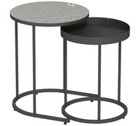 HOMCOM Set de 2 mesas de salón, encajables, diseño tipo bandeja, metal, 42x42x54 cm gris Aosom España