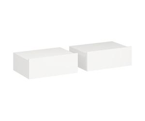 HOMCOM Set de 2 Mesillas de Noche de Pared Mesitas de Noche Flotantes con 1 Cajón para Dormitorio 40x30x15 cm Blanco