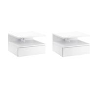 HOMCOM Set de 2 Mesitas de Noche Flotantes con 1 Cajón y Estante 35x32x22,5 cm