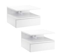 HOMCOM Set de 2 Mesitas de Noche Flotantes con 1 Cajón y Estante Abierto Diseño Moderno Montado en la Pared 35x32x22,5 cm Blanco Aosom España