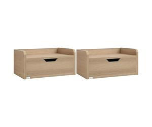HOMCOM Set de 2 Mesitas de Noche Flotantes con Cajón Madera Natural