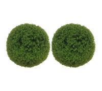 HOMCOM Set de 2 Plantas Artificiales de boj Bola 40 cm, Plantas Artificiales de plástico boj Bola, Planta Falsa para salón Dormitorio Oficina jardín decoración Moderna Regalo