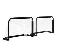 HOMCOM Set de 2 Porterías Plegables de Fútbol Puertas de Fútbol Portátil con Soporte de Metal y Red para Entrenamiento en Jardín Aire Libre 90x36x60 cm Negro