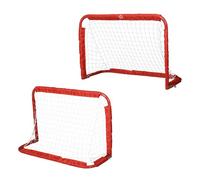 HOMCOM Mini Porterías de Fútbol Plegables Set de 2 Porterías de Exterior para Niños y Adultos 90x36x60 cm Rojo Aosom España