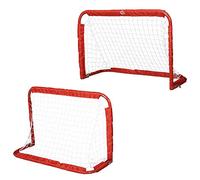HOMCOM Set de 2 Porterías Plegables de Fútbol Puertas de Fútbol Portátil con Soporte de Metal y Red para Entrenamiento en Jardín Aire Libre 90x36x60 cm Rojo