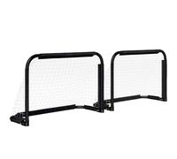 HOMCOM Set de 2 Porterías Plegables Fútbol con Red 90x36x60 cm | Puertas de Fútbol Portátil, Soporte de Metal, para Entrenamiento, Jardín Aire Libre