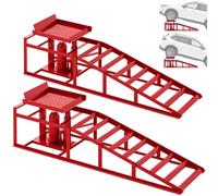HOMCOM Set de 2 Rampas Hidráulicas para Coche, Capacidad 3 Toneladas, Altura Ajustable 23-32,5 cm, para Neumáticos hasta 23 cm, Rampas para Cambios de Aceite, Taller en Casa, Reparaciones, Rojo