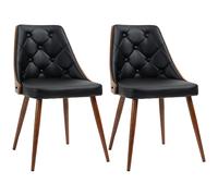 HOMCOM Set de 2 Sillas de Comedor Elegantes Asiento Tapizado Cuero Sintético Patas de Madera Diseño Moderno 50,5x59x82 cm Negro Aosom España