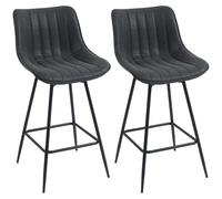 HOMCOM Set de 2 taburetes de bar, 68 cm giratorios con respaldo para isla de cocina, comedor, negro