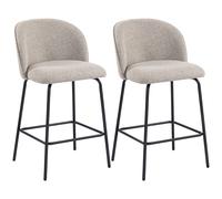 HOMCOM Set de 2 Taburetes de Bar con Respaldo y Reposapiés, Tapizado en Tela y Patas de Acero, Gris