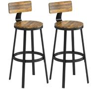 HOMCOM Set de 2 Taburetes de Bar Estilo Rústico con Reposapiés, en Madera y Metal, 37x47x96 cm, Marrón Aosom España