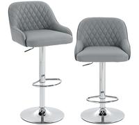 HOMCOM Set de 2 Taburetes de Bar Giratorios Regulables para Cocina, Gris Claro