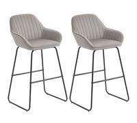 HOMCOM Set de 2 Taburetes de Bar Taburetes de Bar con Tapizado de Terciopelo y Acolchado de Espuma Taburete Acolchado Aosom España